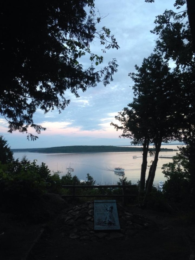 Thanks to Ann Levy again for this peaceful view through the trees from the top of the road that runs in front of the East Bluff cottages.